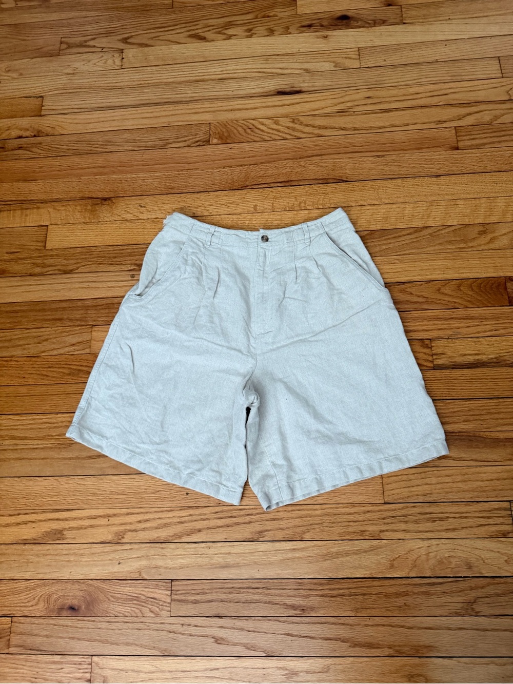 Talbots Vintage Linen-Cotton High waist pleated wide crop Shorts sz 12 cottage
